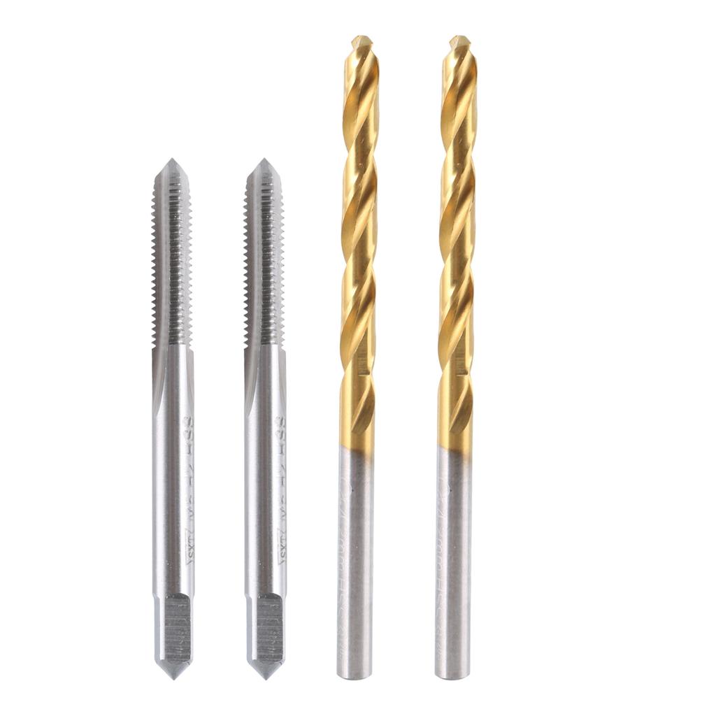 Metric Tap Drill Bit Set 2Pcs M5x0.8 Straight Flute Thread Tap 2Pcs 4.2mm Twist Drill Bit Coated Screw Threading Tool