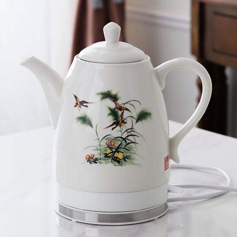 Blue & White Porcelain Electric Kettle: Large Capacity, Automatic Power-Off, Perfect for Home Tea Boiling.