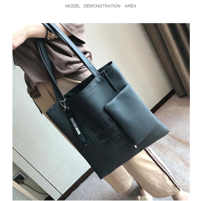 Large Pu Leather Fashion Shoulder Bag With Letter Design For Daily Commute