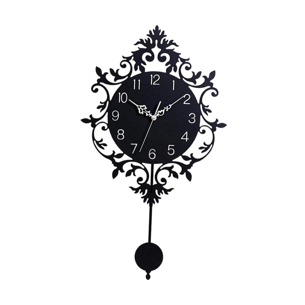 Wall Hanging Clock with Pendulum Silent European Style Stylish Acrylic Modern Decorative Clock for Study Bedroom Home Decor