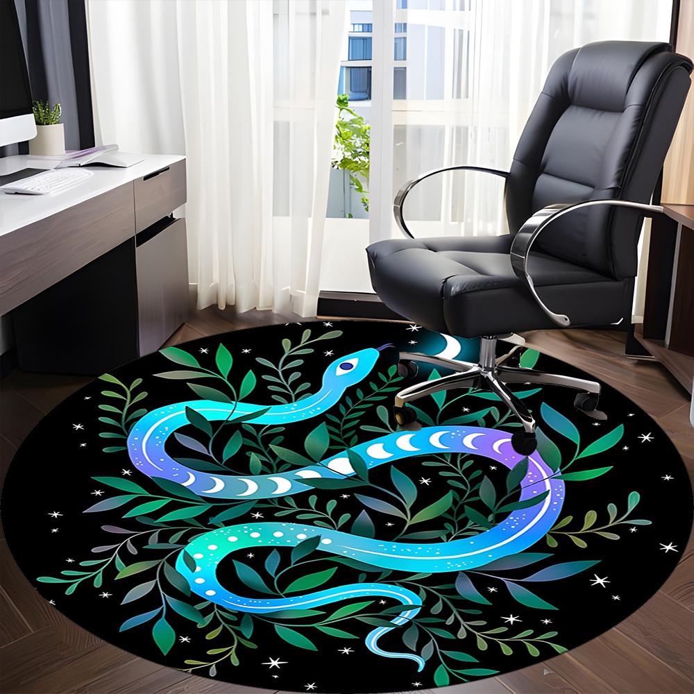 1pc Moon Snake Office Round Area Rug,  Mat Suitable For Office, Under Office Chairs Bedroom Living Room Home Decor, Room Deco