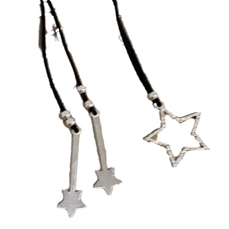 Vintage pentagram fringed collar women's summer 2024 new fashion long neck strap sweet cool babes collarbone chain