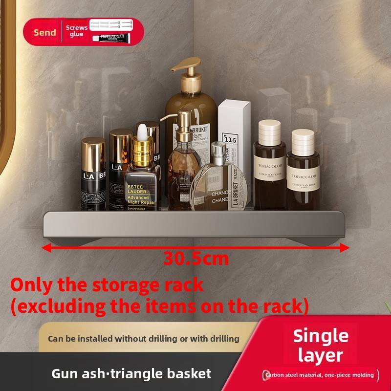 Wall Mount Corner Bathroom Shelving Unit With Antipunch Design For Toilet And Kitchen Storage