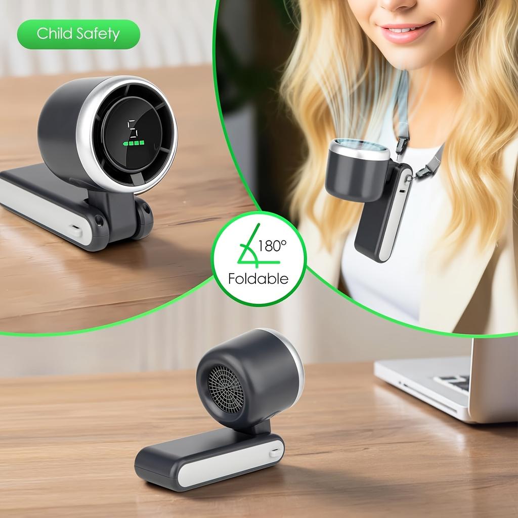 Portable Foldable Handheld Fan USB Rechargeable,Ultra Quiet 5 Speed Adjustable,3600mAh Battery 10H Runtime for Office Desk,Bedroom Dorm,Outdoor Travel