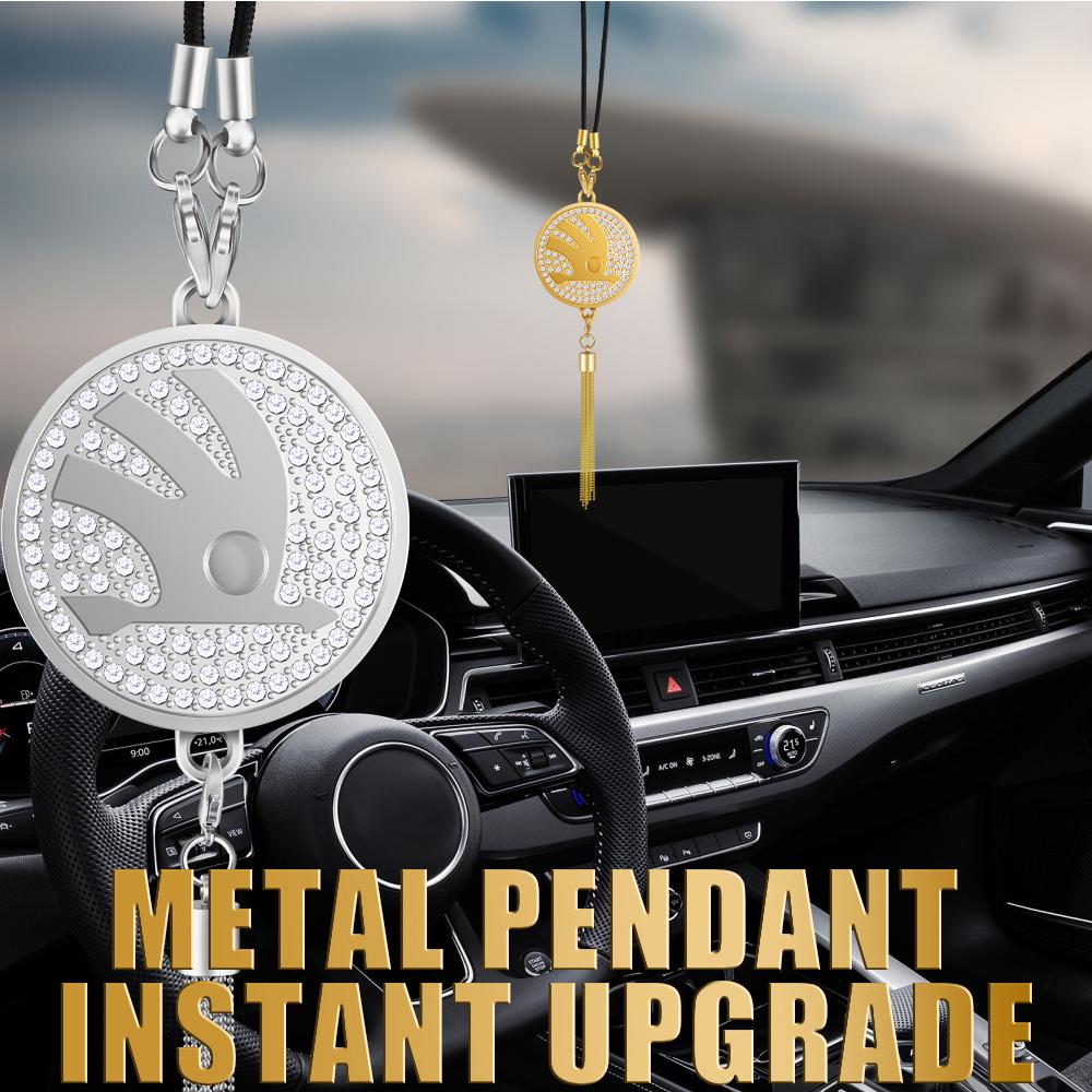 HLLQ9 3D Car Metal Hanging Ornament Keychain Rearview Mirror Pendant Accessory For Skoda Octavia Fabia Rapid Yeti Superb A5 A7 VRS VII