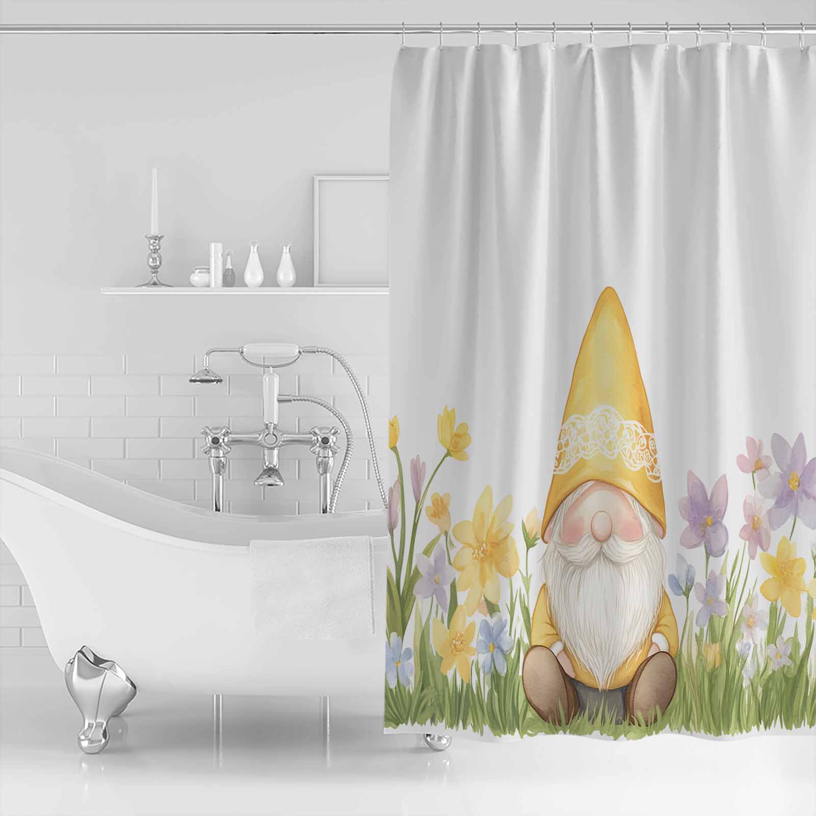 

Весенние цветы Карликовый пасторальный Занавеска для душа для ванной комнаты Художественный красочный коврик для ванной Декорация для домашнего декора 122x183cm