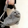 Creative Cute Seal Shoulder Pouch Adorable Adjustable Straps Cartoon Seal Handbag PP Cotton Lightweight Crossbody Bag Daily
