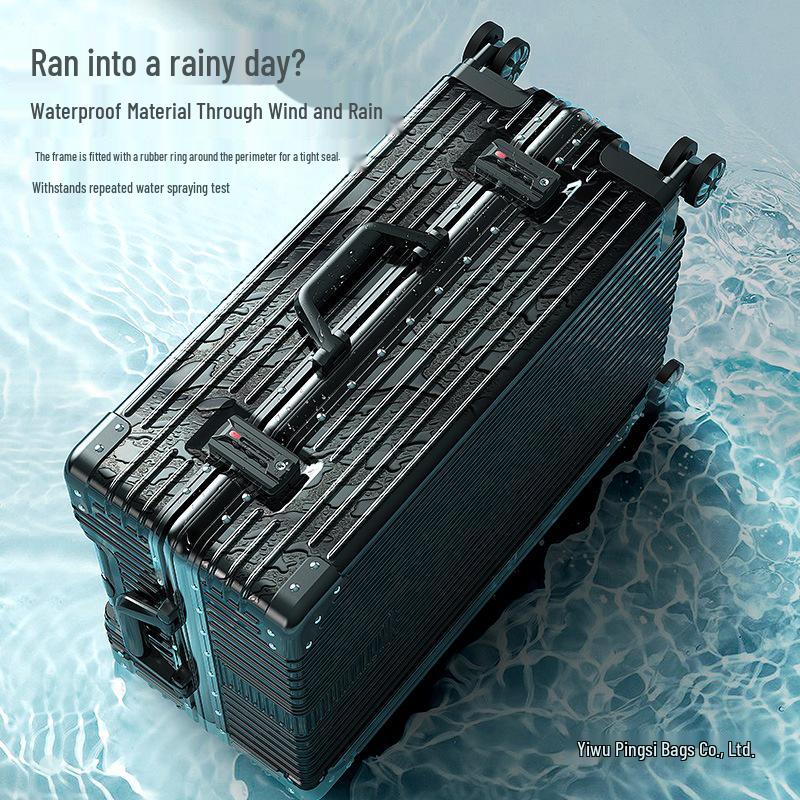 32-Inch Large Capacity Trolley Suitcase with Universal Wheels - Durable Leather Design for Men and Women