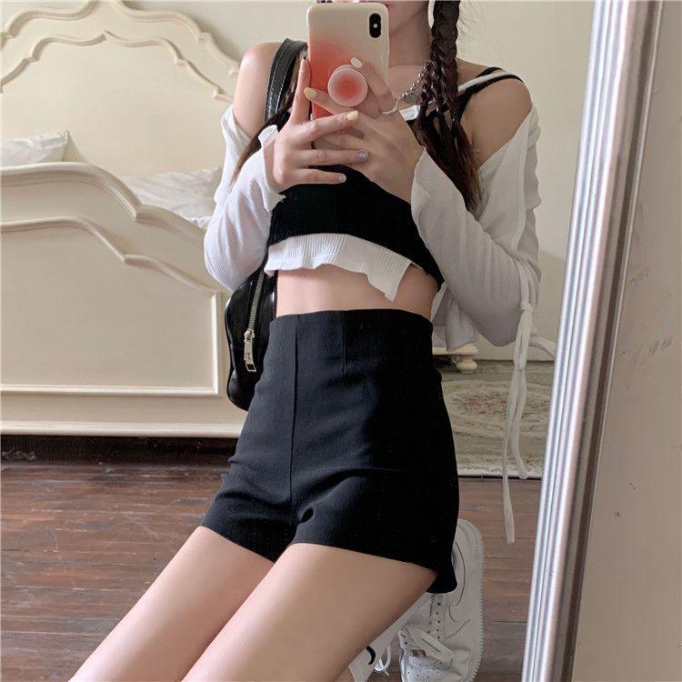 Black High-Waist Slimming A-Line Hotpants for Women