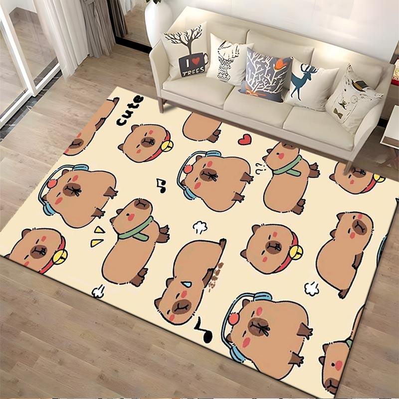 Cute Capybara Cartoon Pattern Carpet for Living Room Decoration Rug Suitable for Use As an Anti-slip for Living Room Bedroom Sofas