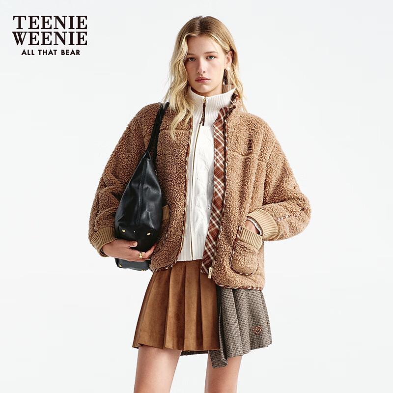 Teenie Weenie Women's Retro Collegiate Stand-Collar Fleece Jacket
