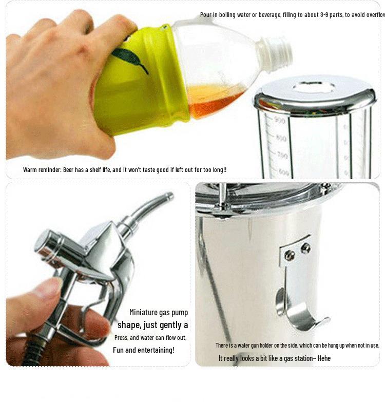 Dual-Head Beverage Dispenser: Gas Station Style Beer & Water Machine, Wine Cannon, Beer Tower