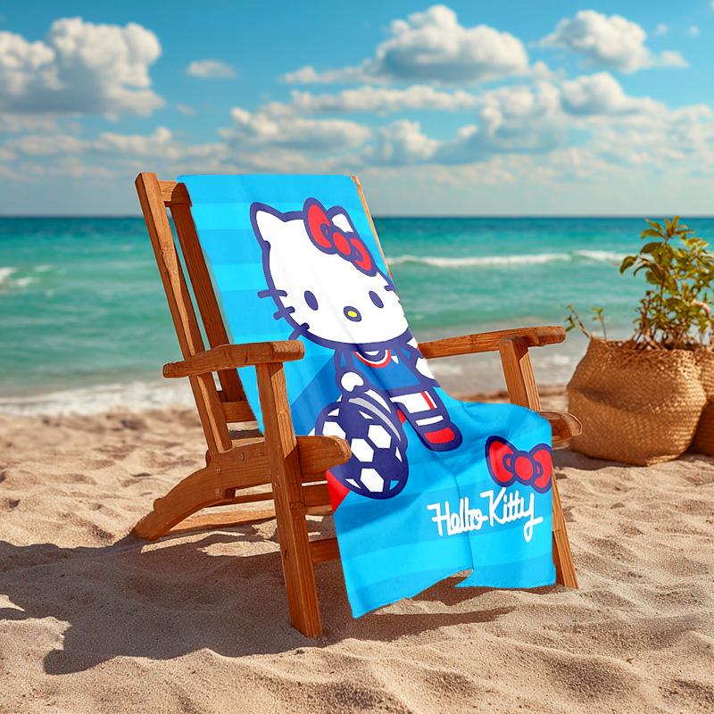 1pc Kitty Soccer Player Cartoon Quick Dry Microfiber Bath Towel for Swimming Surfing Camping Unisex Holiday. SJT7201167