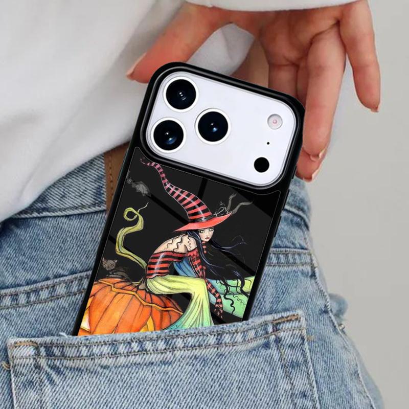 

Halloween Witch Girl Art Phone Case for iPhone 16e 15 14 13 12 17 Pro Max Plus Air 17pro Cover Coque iPhone 16e