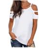 Women's  Hollow Out Solid Printing Casual Short SleeveT-shirt  Tops Blouse