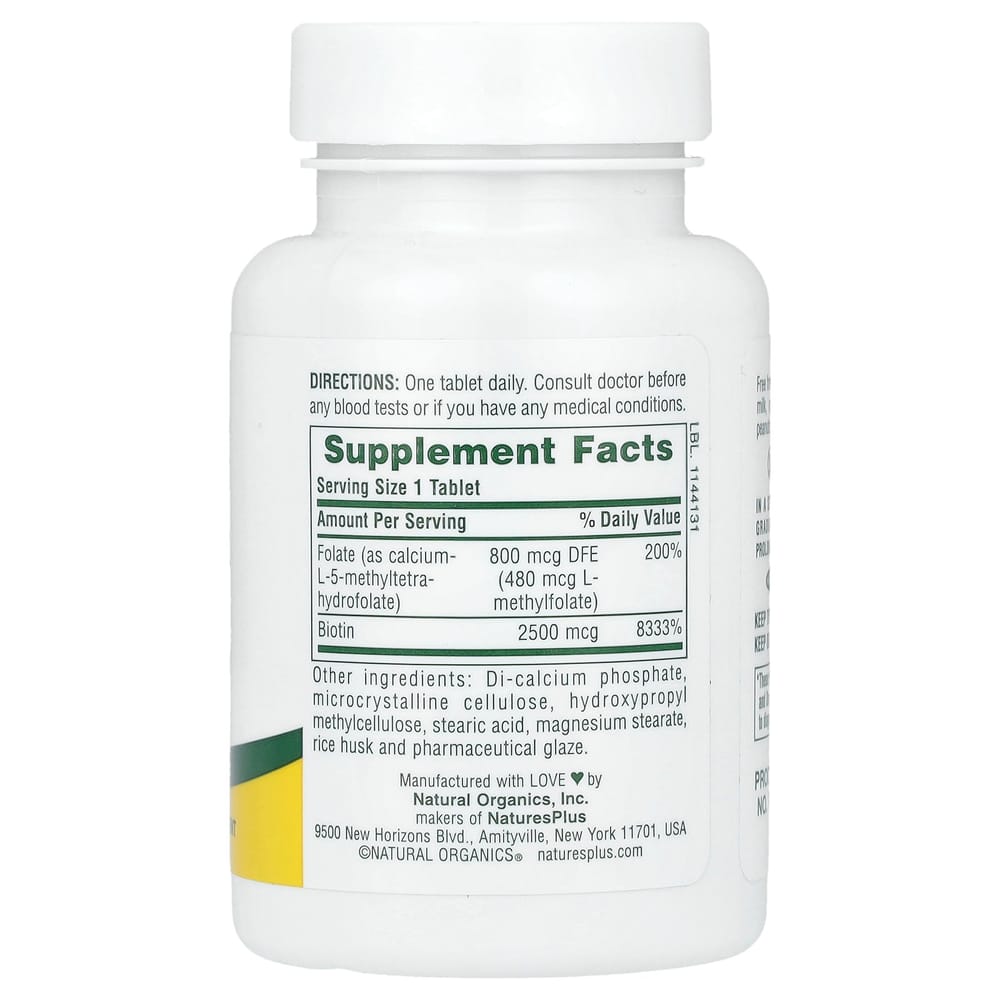 Nature's Plus Sustained Release Biotin & Folic Acid 30 Tablets