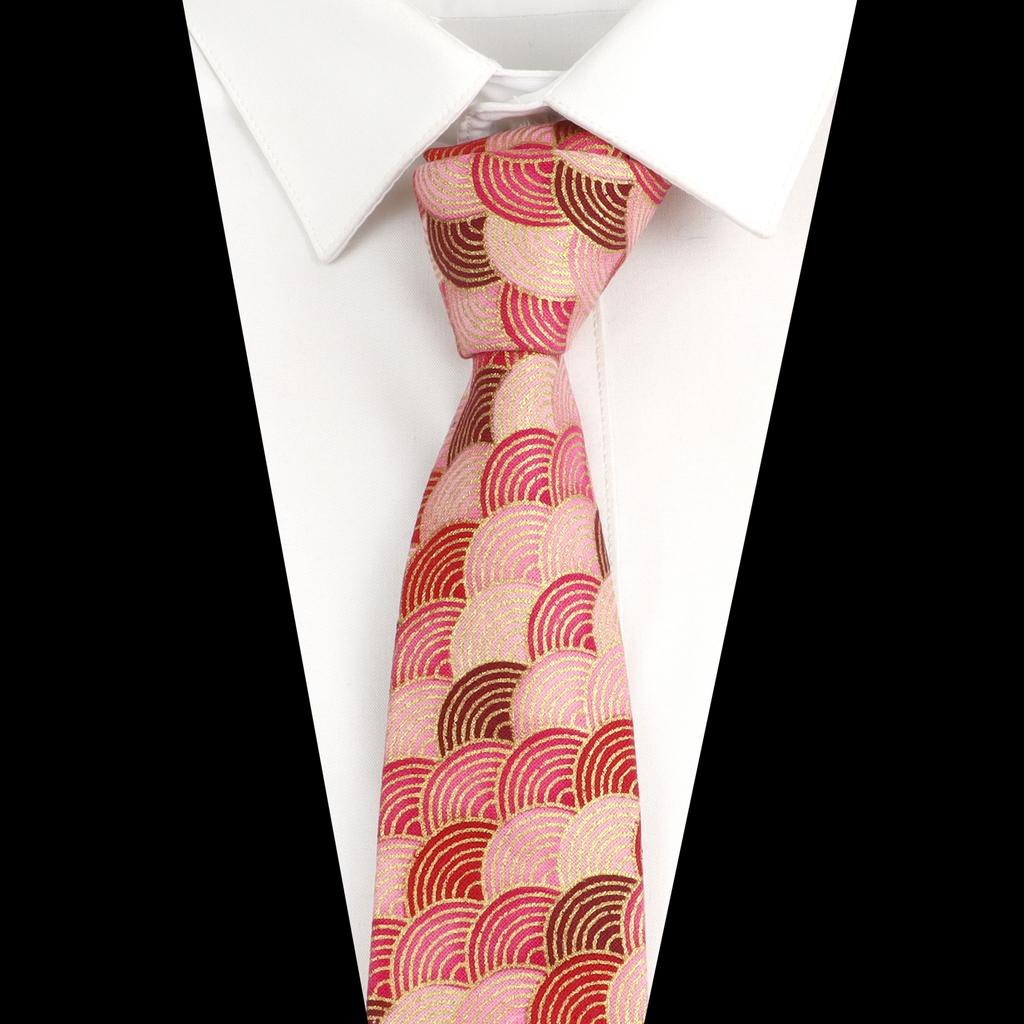 Men's Fashion Multi-color Linen Tie Sea Wave Fish Scale Pattern Tie Wedding Party Gift Daily Wear High Quality 7cm Golde Necktie