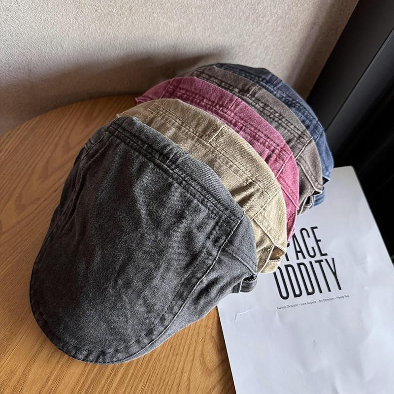 Waterwashed Cotton Retro Beret Hat With Breathable And Sunshade Features For Men And Women