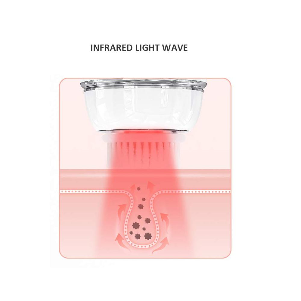Mini LED Sonic Vibrating Skin Deep Cleansing Rechargeable Electric Facial Scrub Cleaning Brush with 2 Brush Heads