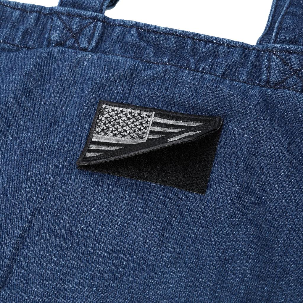 F-Style 9-Liter Bio-Wash Denim Tote Bag with Stars and Stripes Patch, Dark Navy (F-SD010768)