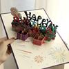Happy Birthday Greeting Card 3D Birthday Cake Greeting Card Creative Folding Paper Engraving Blessing Card Gift for Lover Friend