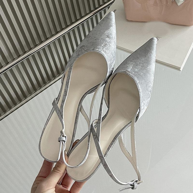 Fashion Big Size 43 Fashion Pointed Toe Ladies Thin Heels Sandals Shoes Female Shallow Footwear Elegant Women Heeled Sandals Shoes