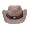 Vintage bull's head western cowboy hat children's hot-selling straw big-brimmed jazz hat summer outdoor visor men