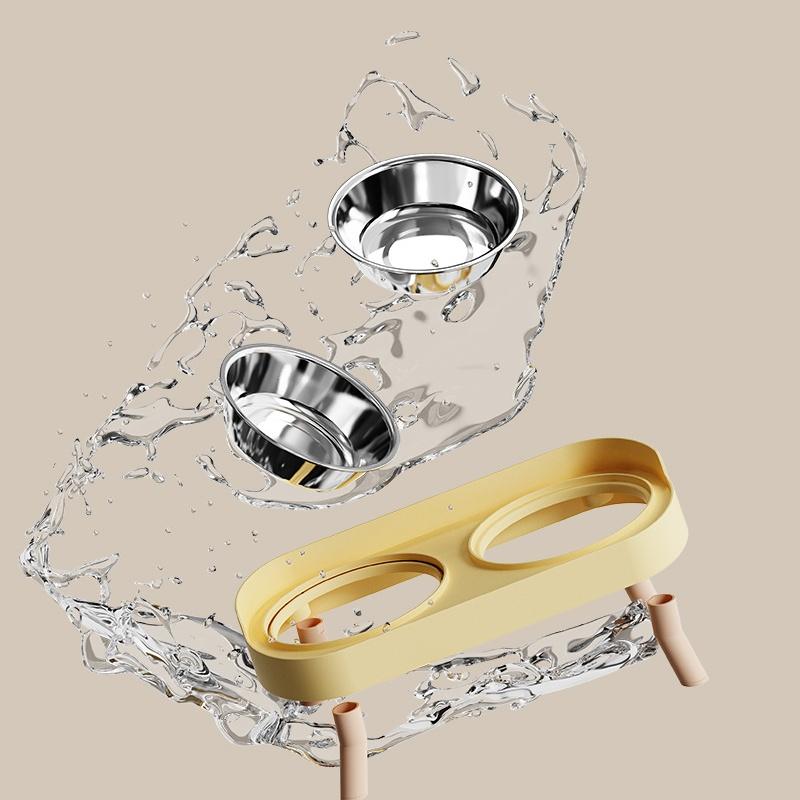 Double Stainless Steel Pet Bowl: Raised Non-slip Feeder, Anti-slip Design for Smooth Meals for Cats and Dogs
