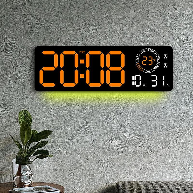 Modern LED Luminous Wall Clock with Dual Alarms