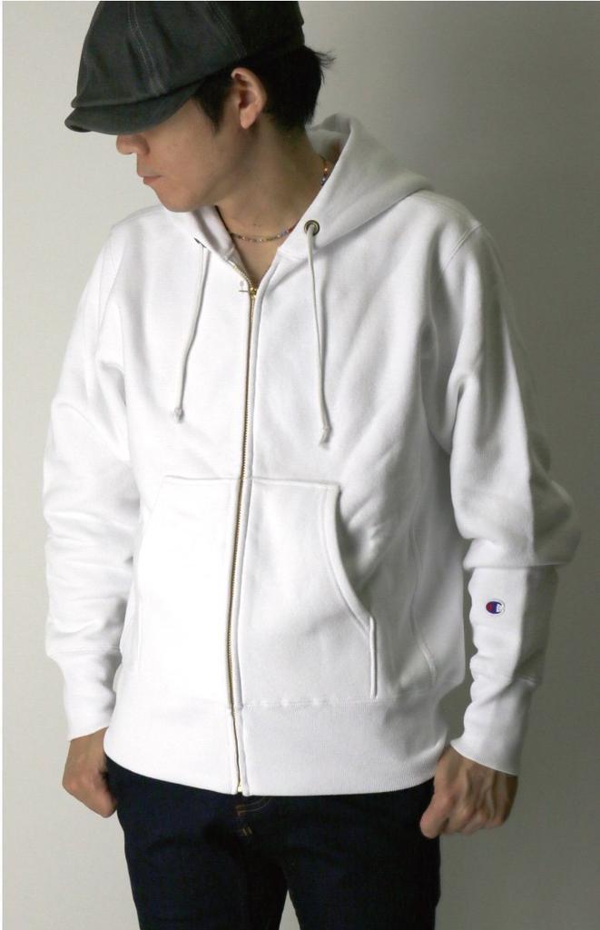 Champion Reverse Size M Men's Full-Zip Hoodie, 11.5oz Weave® Fleece-Lined, White, (C3-W103)