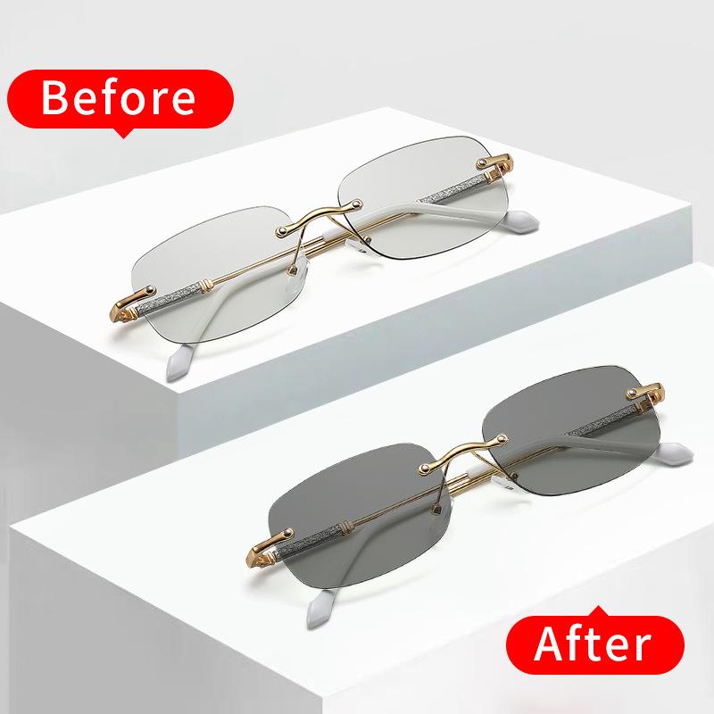 Women's sunglasses - unisex fashion rimless metal photochromic sunglasses