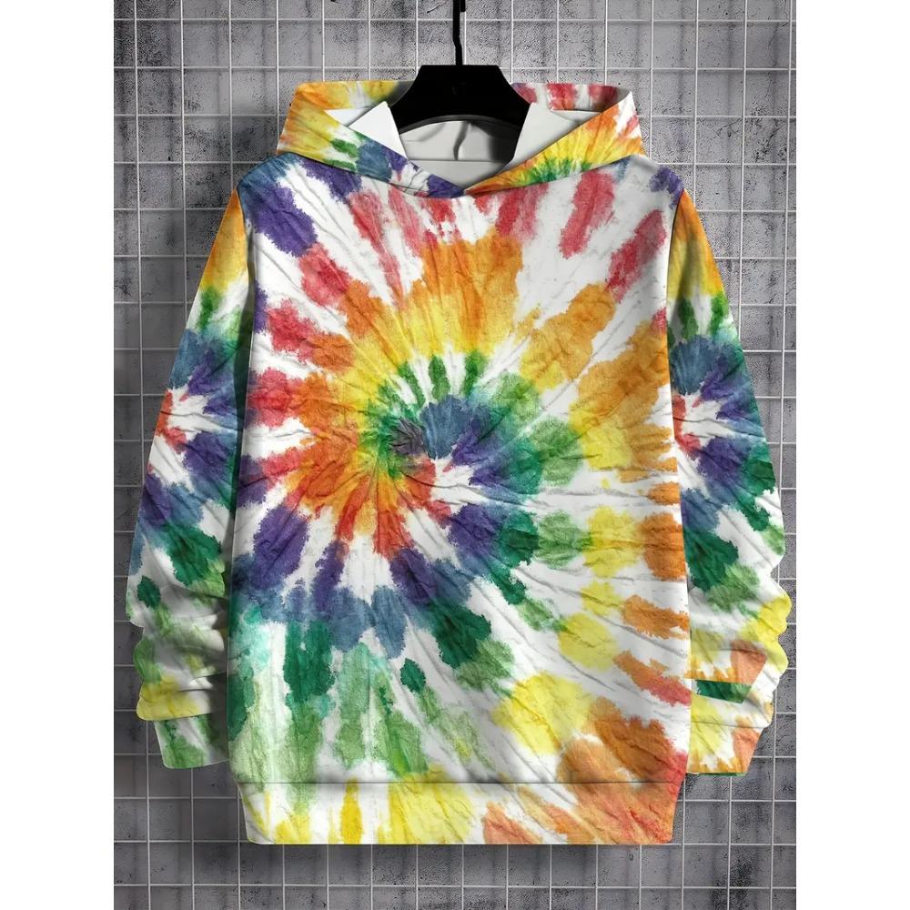 Men's Hoodie  Tie Dye Print Sweatshirts For Men Casual Hooded Shirt Y2k Hoodies Pullover Clothes Harajuku Top Men's Clothing