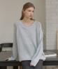 OURHOPE Linen V-Neck Sheer Knit - Grey