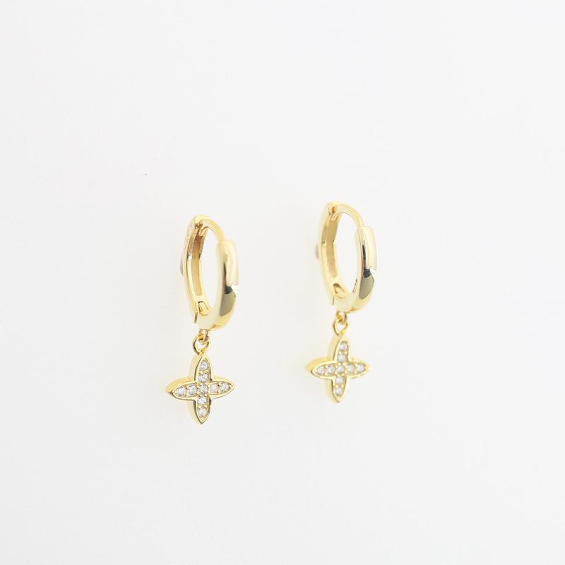 Diamond-inlaid Short Four-pointed Star Earbud Earrings for Women New Fashion and Cold Style Personalized Earrings