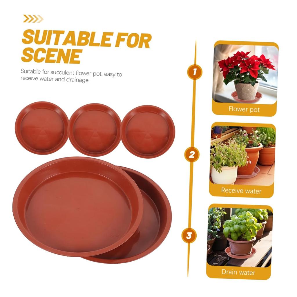 PB210 4Pcs 21cm Flower Pot Bottom Water Storage Round Tray Plastic Movable Potted Plant Base