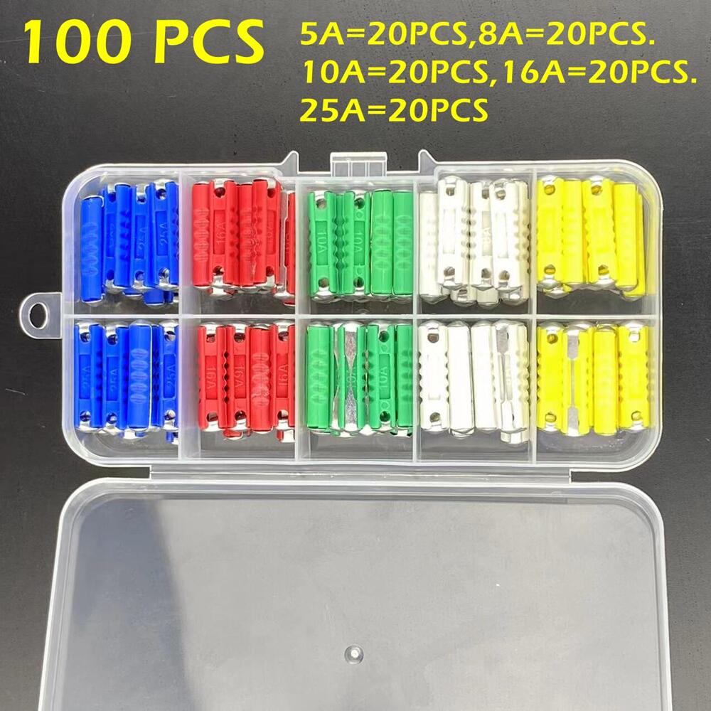 100/200 Pcs Continental Car Fuses Type For Vintage Classic Cars European Bar Torpedo Fuse Set 5/8/10/16/25AMP 25X6MM Fuse Holders1