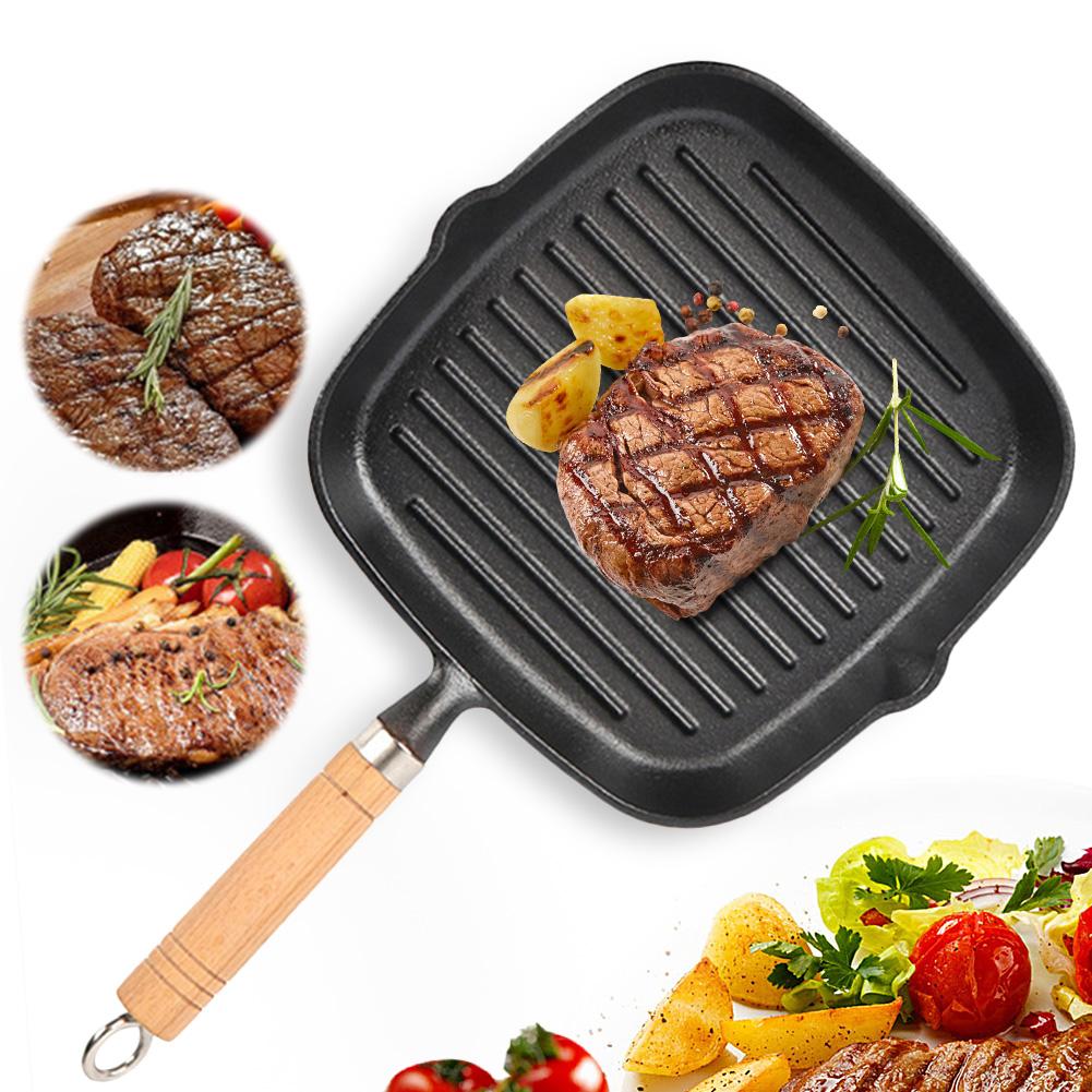 Cast Iron7.4/9.1/9.25 Inch Steak Grill Pan with Drip Spout Square Skillet Non-Stick Griddle for Indoor Outdoor Grilling