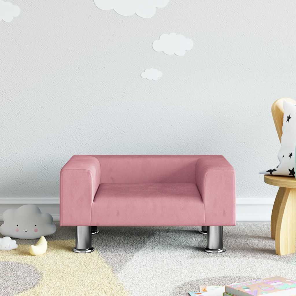 Vidaxl Sofa Dla Dzieci, Różowa, 50X40X26,5 Cm, Aksamitna
