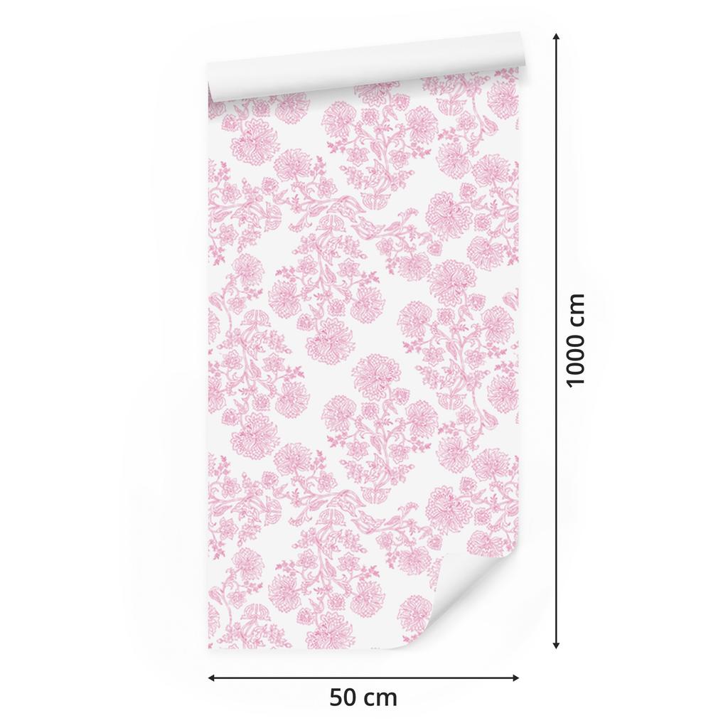 Wallpaper Flowers white, bottom white for Living Room and Bedroom 50x1000