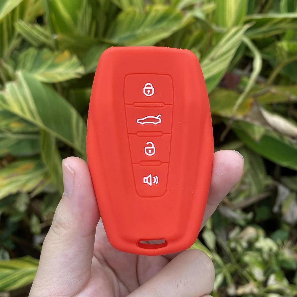 

4 Buttons Silicone Rubber Car Key Cover Protect Case Shell Holder for Geely Coolray X6 Emgrand Global Hawk GX7 Remote Keychain красный