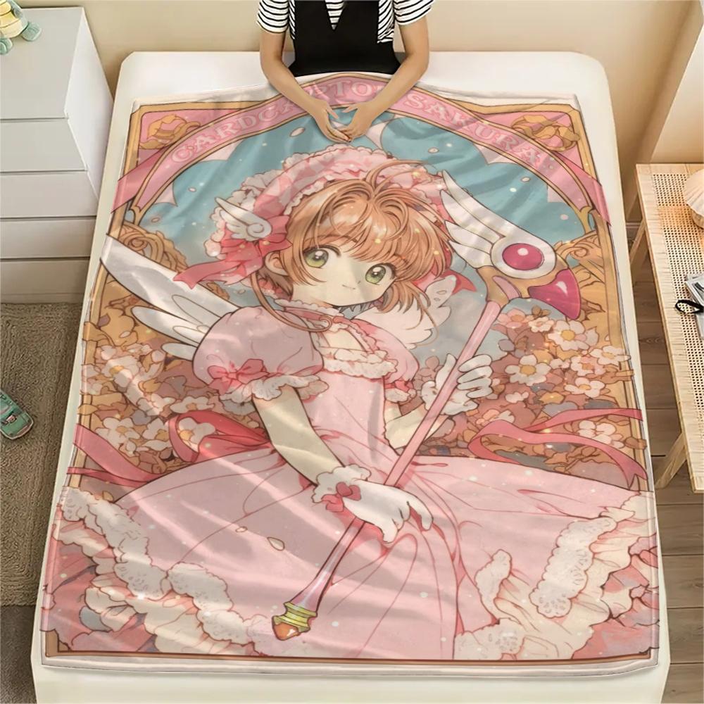 Cardcaptor Sakura Flannel Blanket Print Warm Comfortable Bedding Throw for Sofa Chair Perfect Travel Picnic Blanket -xia03