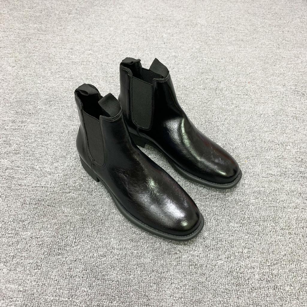 Spot second hair! Grape mother same shoes Italian style folds fashionable low tube Chelsea autumn and winter short boots women