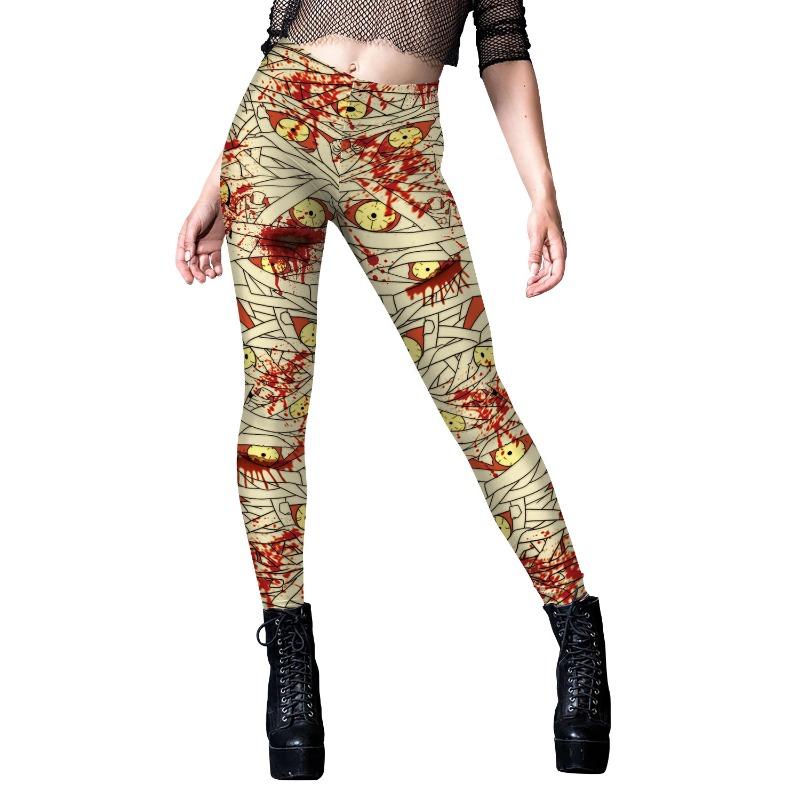 Halloween Women's Leggings Women's Wear European and American Bandage Print Yoga Pants Sports Leggings