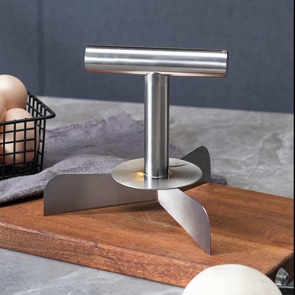 Edelstahl Teigteiler 3/4 geteilt Ergonomischer Griff Pizzaschneider Blühendes Design Gleiche Teile Dampfbrötchen Backwerkzeug