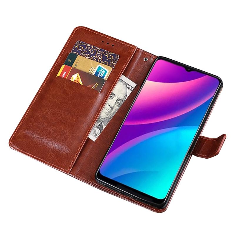 

IDEWEI for TCL 30 SE/30E/305/306 PU Leather Case Crazy Horse Textured Wallet Stand Shockproof TPU Magnetic Protect Book Flip Folio Cover Brown