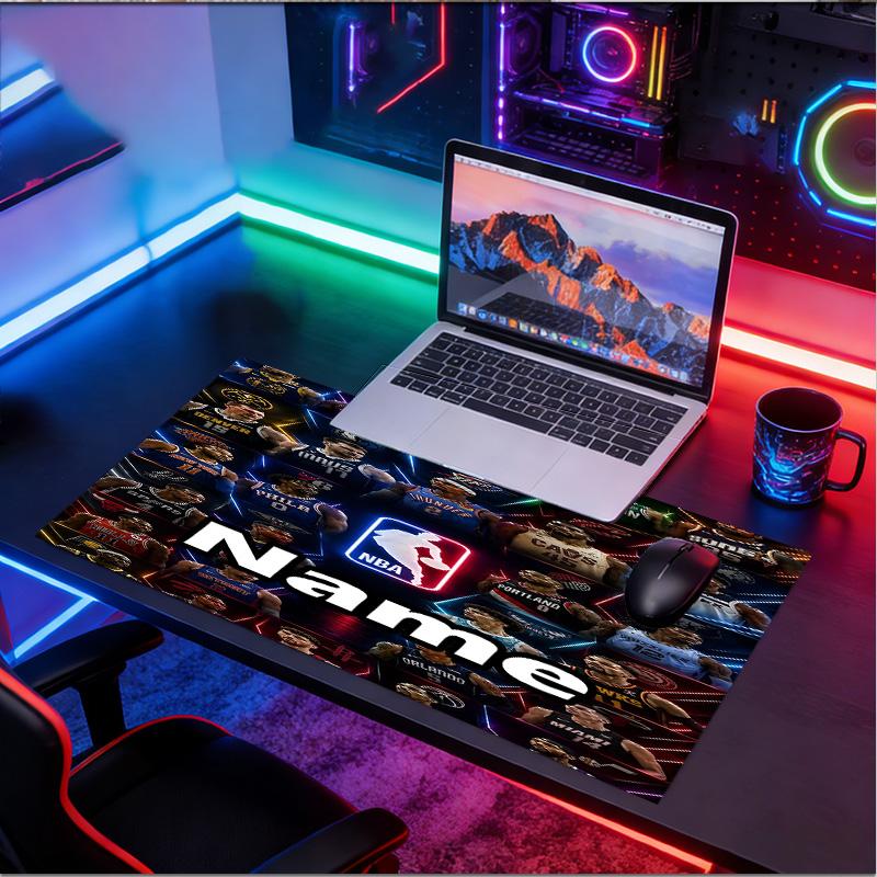 Custom Name Personalized NBA Pattern Mousepad, Laptop PC Desk Mat, Decorative Desk Mat for Home Keyboard Pad Gift