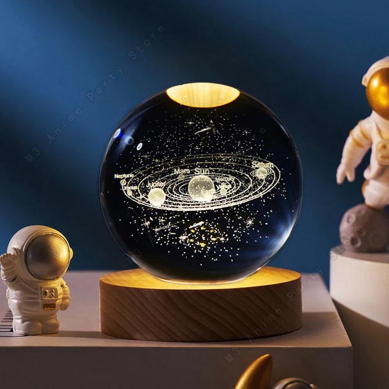 2025 New Bedroom Bedside Table Decoration For Friends Couples Heartfelt Gifts Creative 3D Luminous Crystal Ball LED Night Light