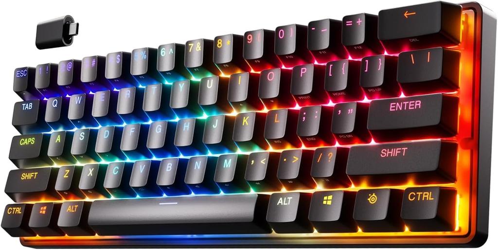 Steelseries Apex Pro Mini Wireless JP Gaming Keyboard with Rapid Japanese Quantum Wireless OmniPoint Action Black Triggers, Layout, 2.0 Connection,