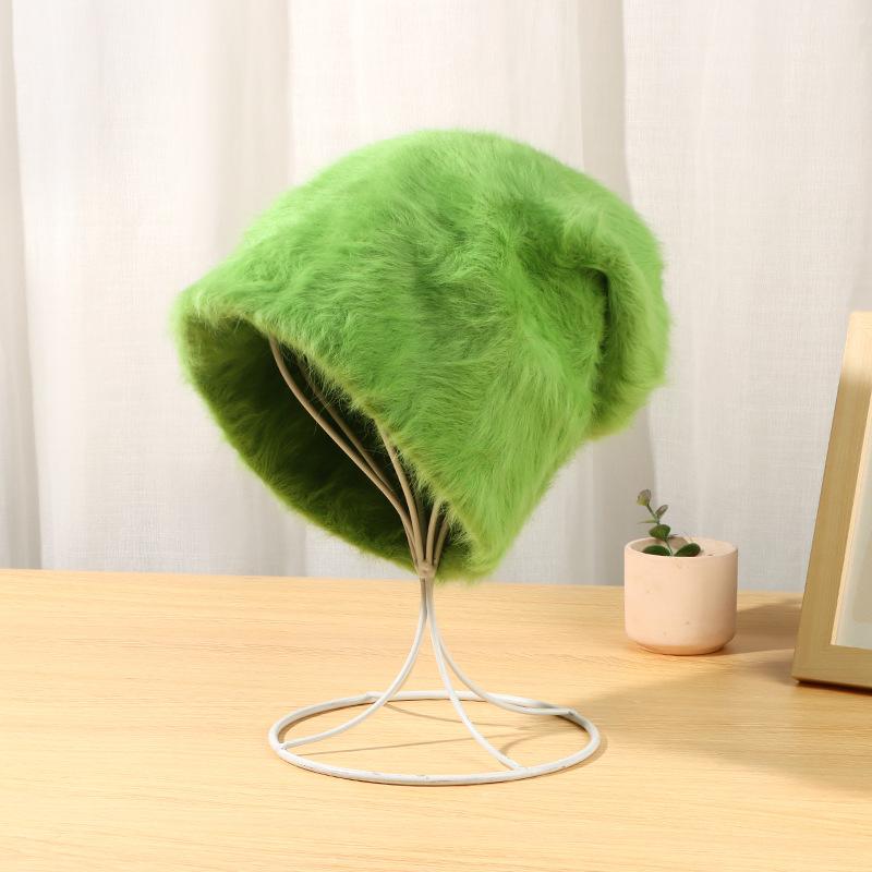 

Шапка с ворсом из кроличьей шерсти для женщин, осенне-зимняя плюшевая японская милая женская шапка, теплые меховые шапки One Size