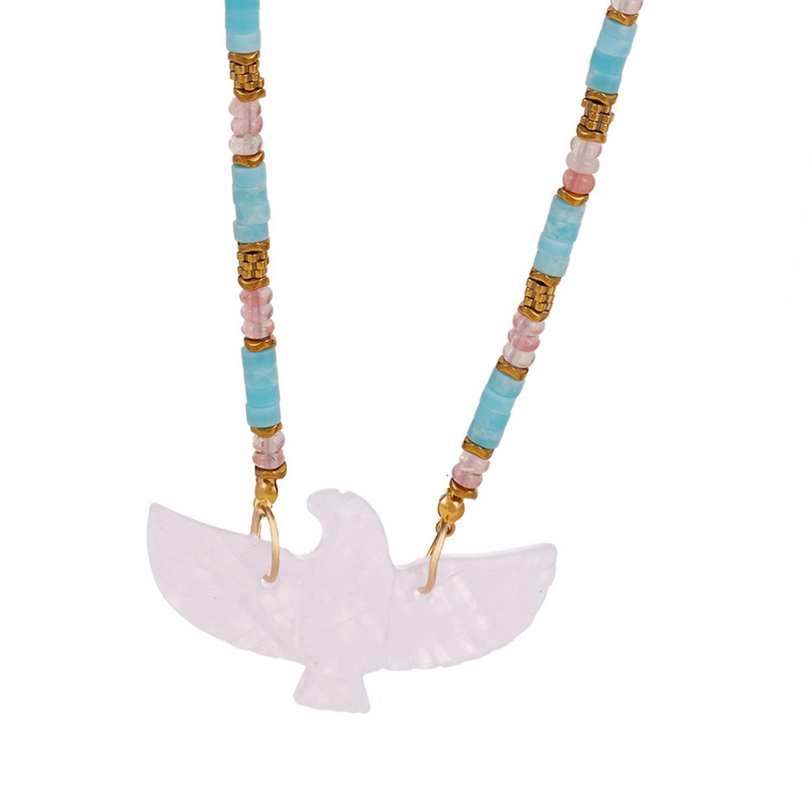 

Eagle Pendant Necklace with Natural Stone Handmade Beaded Jewelry Suitable for Parties and Fashionable Gatherings A